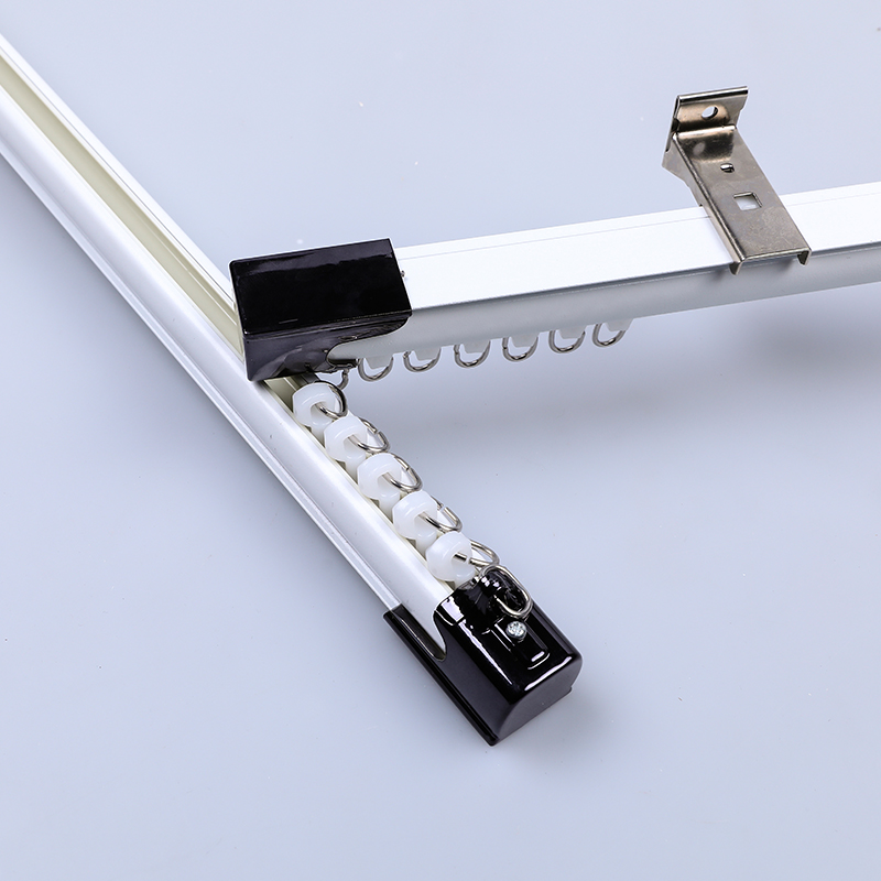 纱窗帘纱帘轨道安装单直轨侧轨弯轨铝合金滑轨静音纳米侧装顶装厚