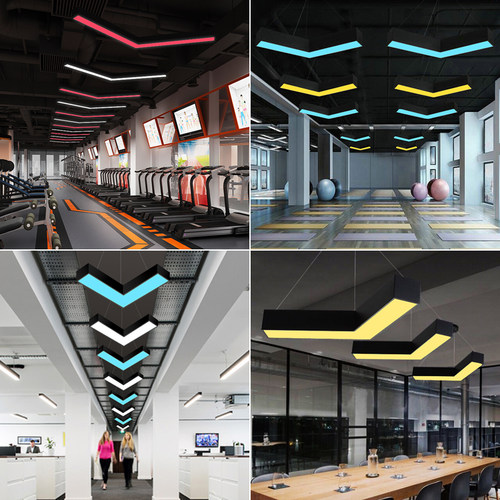 L形led办公室吊灯健身房走廊过道简约工业风箭头吊线灯网咖造型灯