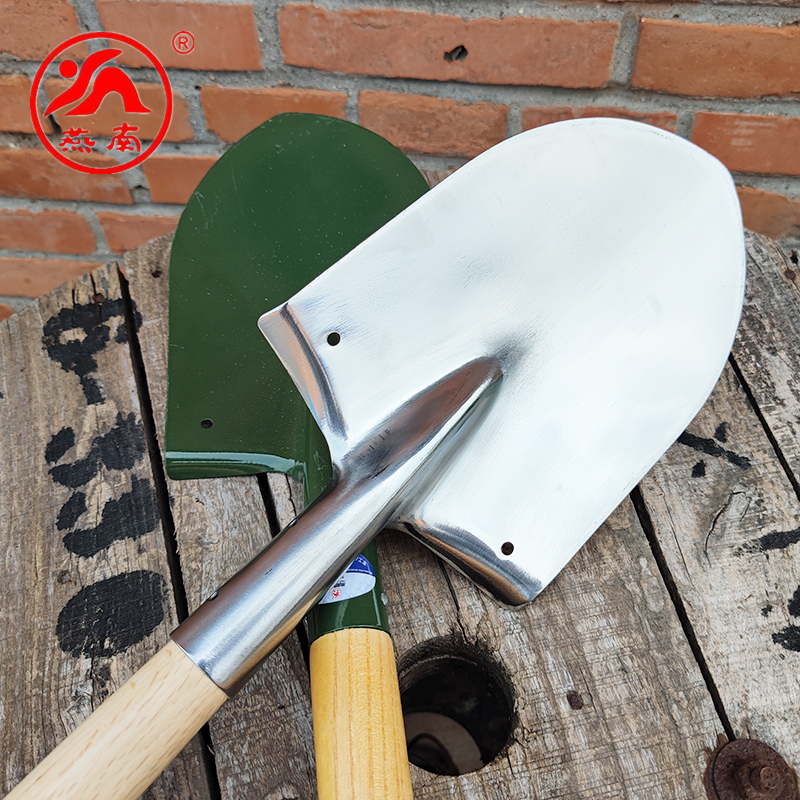 燕南钢锹 不锈钢工兵铲加长款户外铲子铬钢205小锹青冈木车载钓鱼