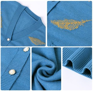 老年人秋装女妈妈毛衣开衫薄款外套60岁70奶奶装针织衫老太太衣服