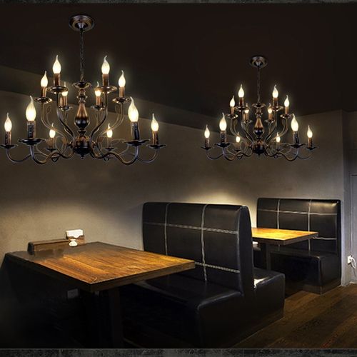 复古吊灯蜡烛灯店铺餐厅灯复式别墅大灯民宿氛围感工业风美式仿古