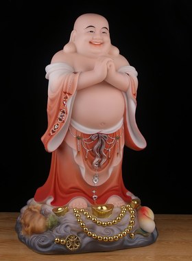 恭喜发财弥勒佛菩萨大肚开心笑佛招财摆件汉白玉佛像家用客厅供奉