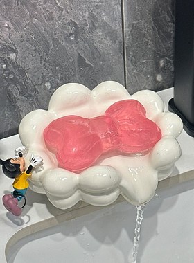 棉花糖轻奢陶瓷肥皂盒卫生间沥水创意家用高档香皂置物架网红可爱