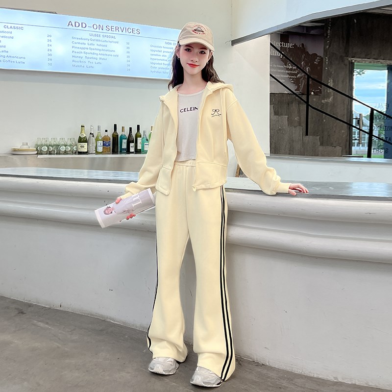 女大童套装春秋款2024新款儿童洋气学生卫衣女童秋季喇叭裤两件套