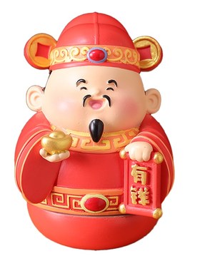 不倒翁财神爷摆件办公室工位招财解压神器桌面治愈装饰品手办礼物