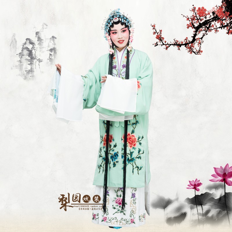 梨园戏装京剧黄梅戏曲服装演出服青衣水袖花旦戏服好绉女披绣花披