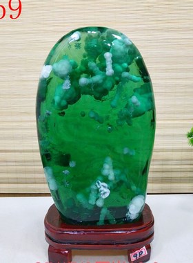 天然水晶精品琉璃美轮美奂晶莹剔透奇石观赏石绿色石头摆件收藏