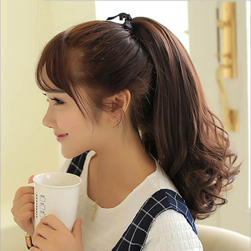 假发辫女绑带梨花卷短卷发假发马尾韩式系带长卷发马尾假发