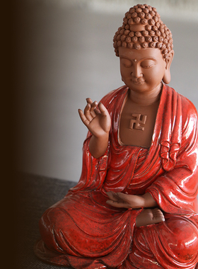 德化陶瓷像工艺礼品摆饰客厅如来中式仿古人物禅意家居佛像复古玄