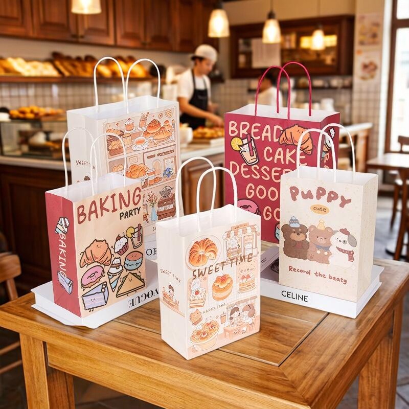 烘焙手提袋定制牛皮纸袋吐司手撕面包蛋糕包装袋子甜品外卖打包袋