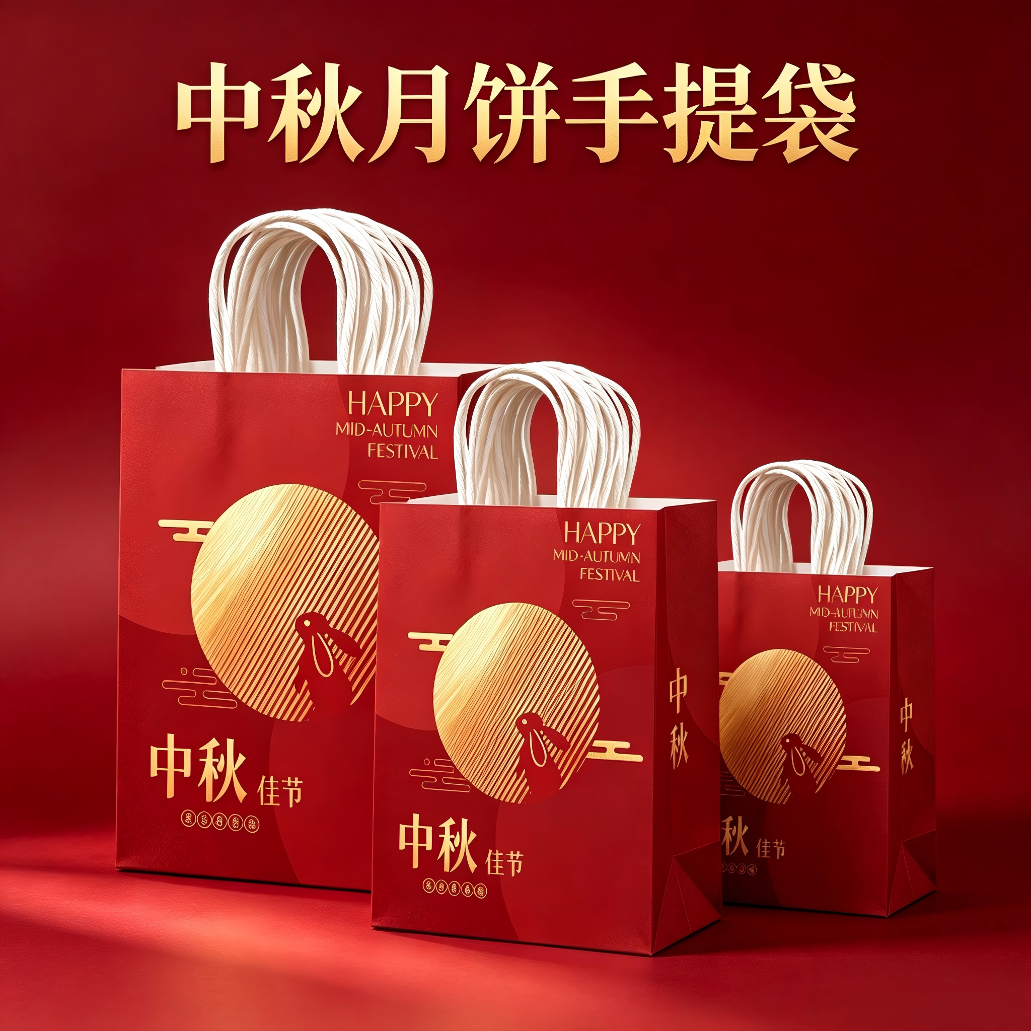 月饼包装袋手提袋红色手提袋图片