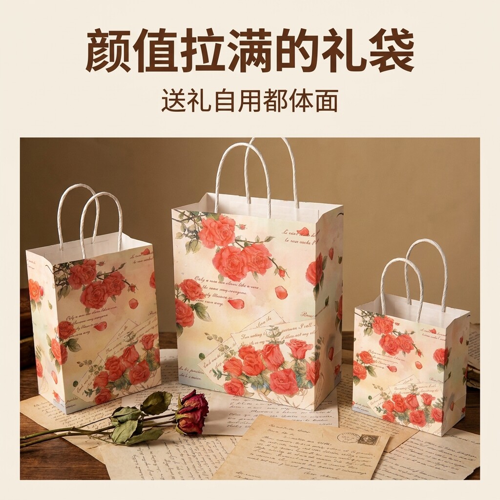 创意油画牛皮纸袋手提袋小礼品袋高级感烘焙甜点外卖打包袋包装袋