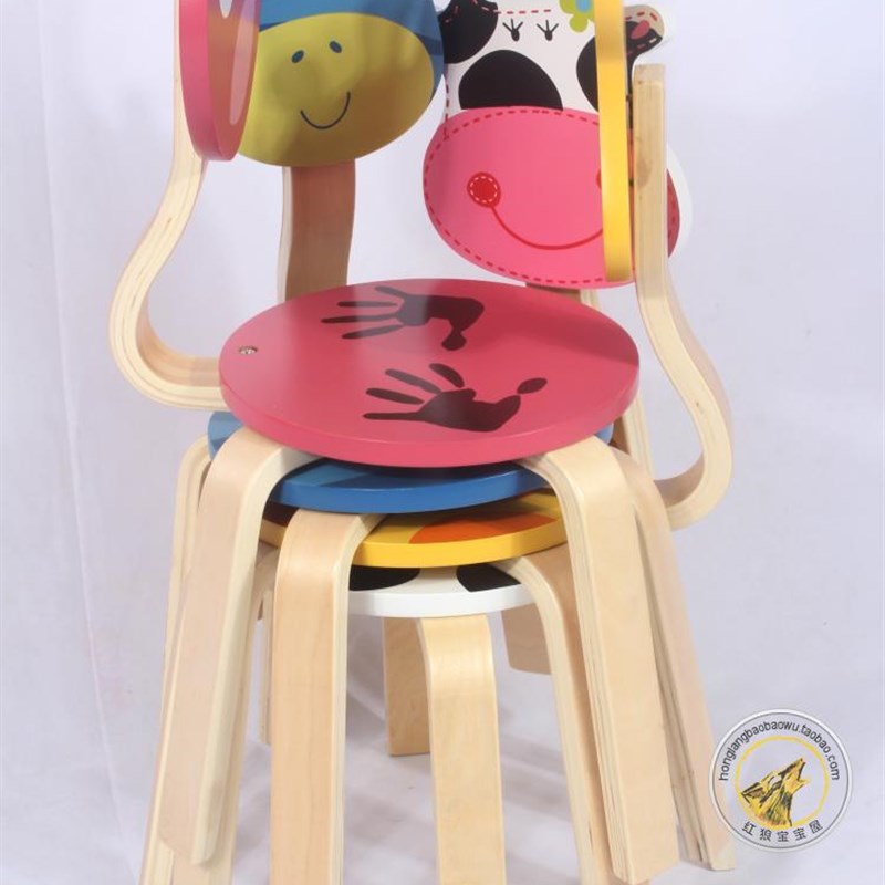 儿童实木卡通桌椅环保动物椅幼儿凳子宝宝吃饭靠背椅学习防滑座椅