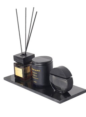 样板房酒店卫生间洗手台摆件黑色大理石托盘香薰套装意式装饰品