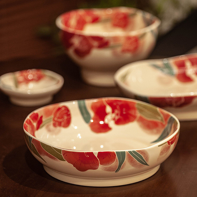 菜盘子家用盘子深盘鱼盘陶瓷复古中古风高颜值个性碗碟盘餐具套装,餐饮具,盘,淘宝优惠券,粉丝福利购,淘宝优惠卷