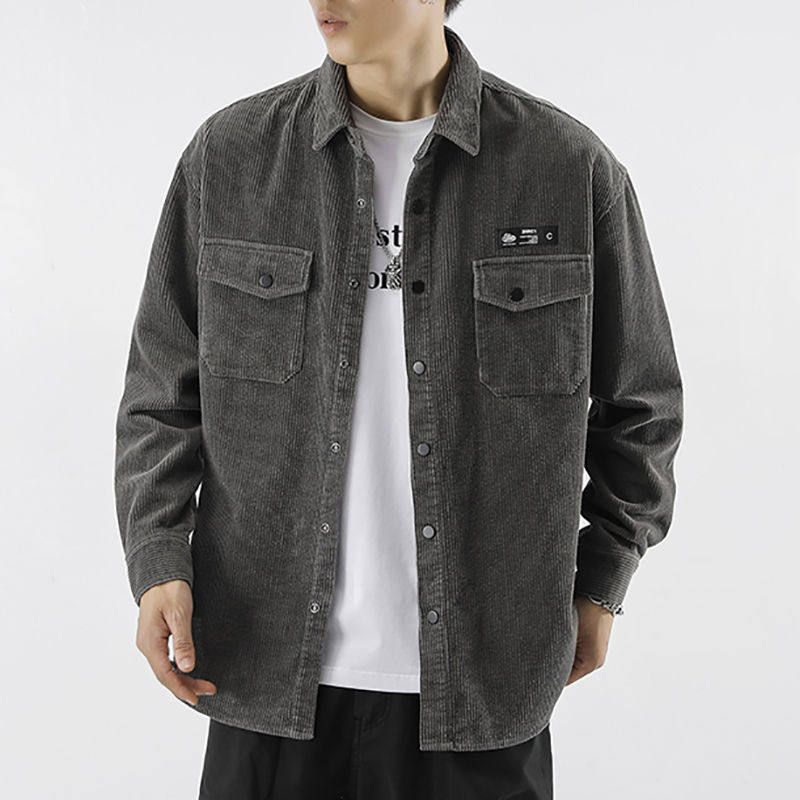 灯芯绒衬衫男装秋胖子宽松显瘦加肥加大衬衫休闲工作服外套长袖上,男装,大码上装,淘宝优惠券,粉丝福利购,淘宝优惠卷