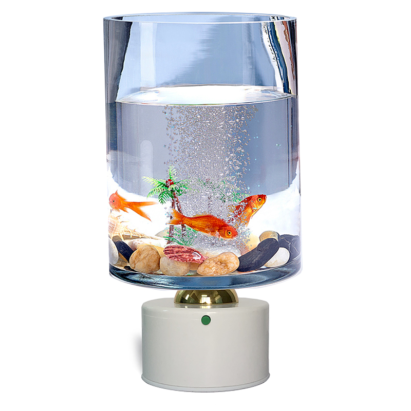 圆形防摔鱼缸客厅小型一体免换水家用装饰品迷你小鱼缸造景小摆件