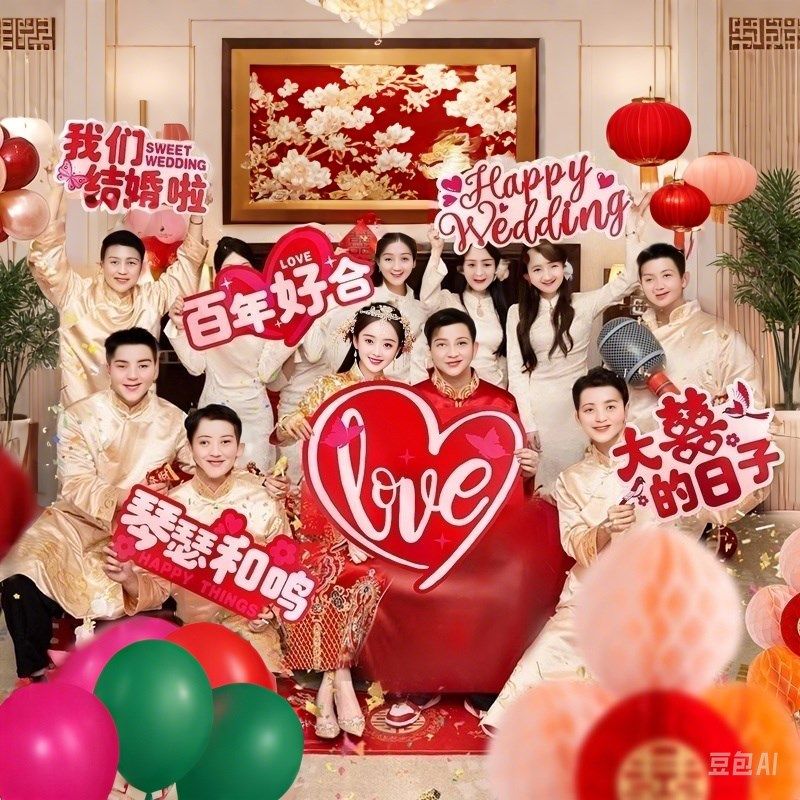 结婚拍照道具手持KT板接亲布置新郎新娘伴娘手举牌喜字氛围装饰,节庆用品/礼品,堵门/游戏道具,淘宝优惠券,粉丝福利购,淘宝优惠卷