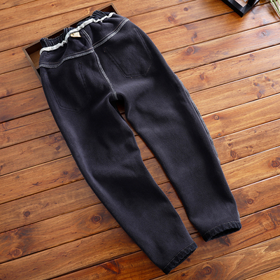 男童加绒牛仔裤中大童瘦版潮童修身裤子儿童秋冬一体绒加厚烟管裤