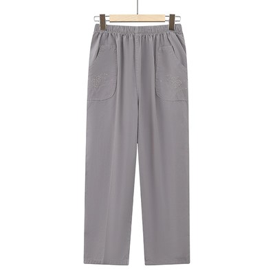 弹力棉老人裤子松紧带女夏季小个子老太太九分夏天中老年女裤