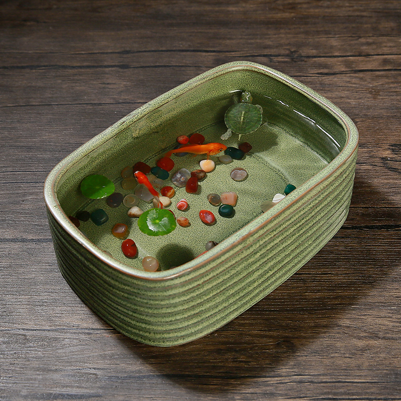 古法养鱼缸水培池睡莲碗莲花盆陶瓷阳台客厅小鱼缸乌龟缸桌面摆件