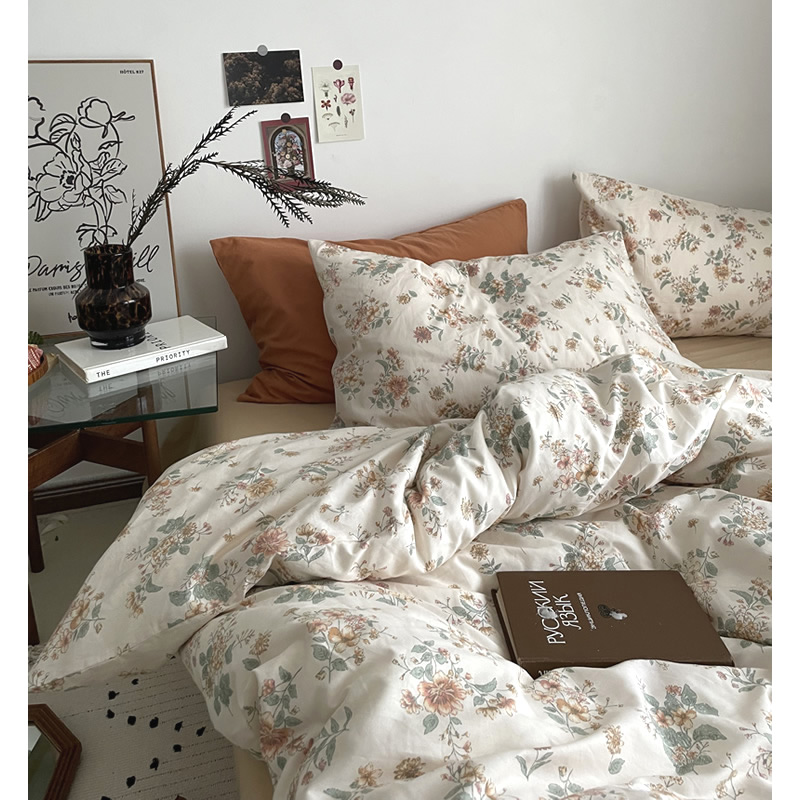 法式复古田园风碎花纯棉床上四件套全棉床单被套床笠款床品三件套