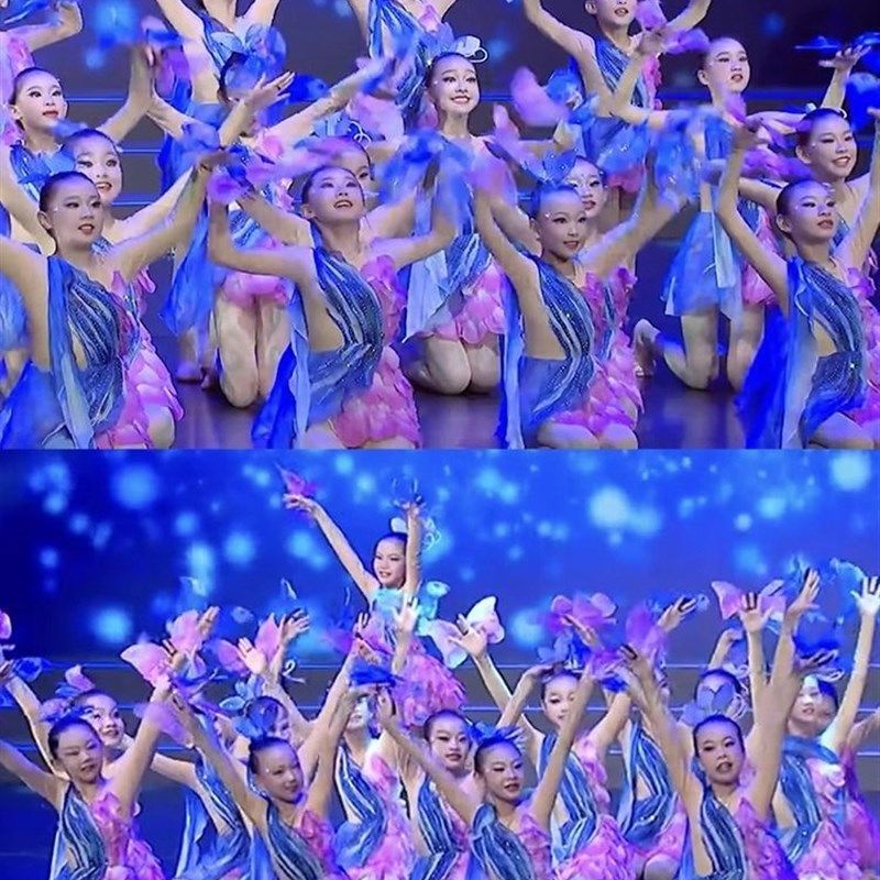 晓春飞蝶演出服彩蝶飞少儿群舞梦蝶飞舞蝴蝶舞蹈道具元旦表演服装