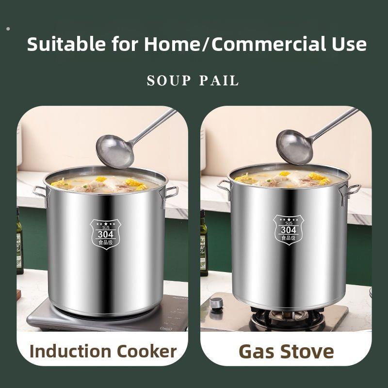特厚304不锈钢桶商用卤水桶大容量汤桶带盖汤锅装米桶储水桶油桶