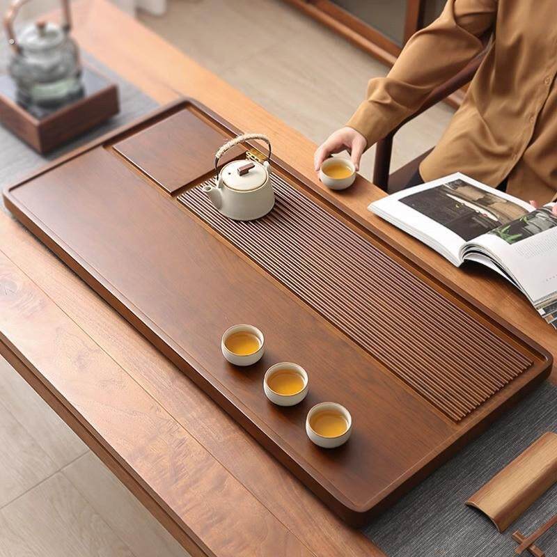 实木茶盘一件起批家用整块长方形简约办公室干泡茶台功夫款带排水