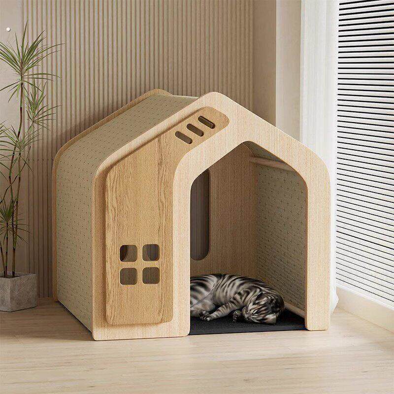 实木宠物猫狗窝四季通用泰迪博美柯基中小型犬狗屋房舍别墅笼子