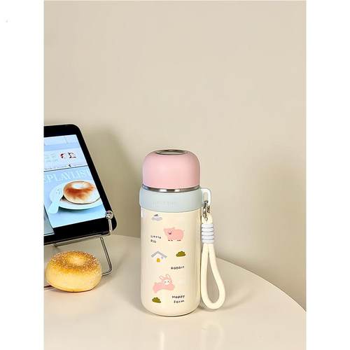 可爱保温杯女生高颜值直饮带盖喝水学生小巧便携316不锈钢水杯子