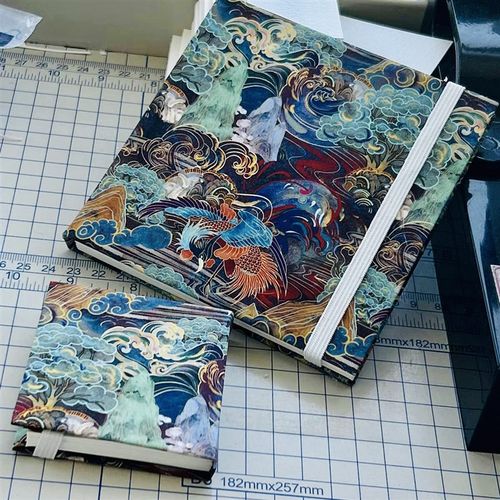 上新手工线装凤凰纹便携水彩本精致国潮文创古风手帐本笔记本