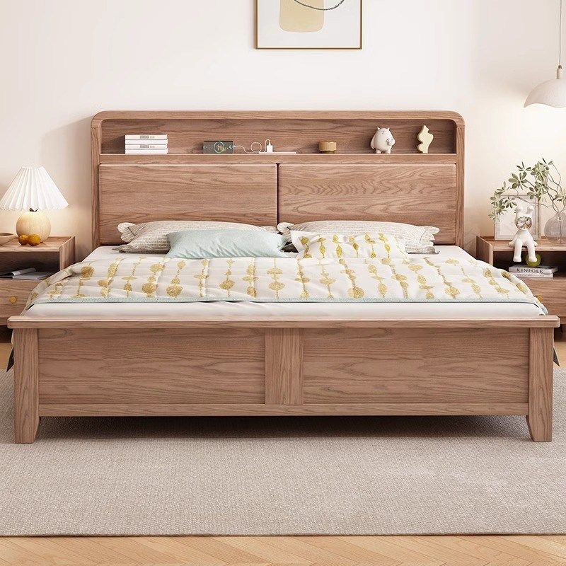 馨佰利白蜡木实木床主卧室双人床家用储物北欧原木风1米2单人床