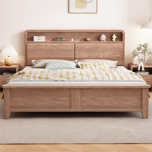 馨佰利白蜡木实木床主卧室双人床家用储物北欧原木风1米2单人床