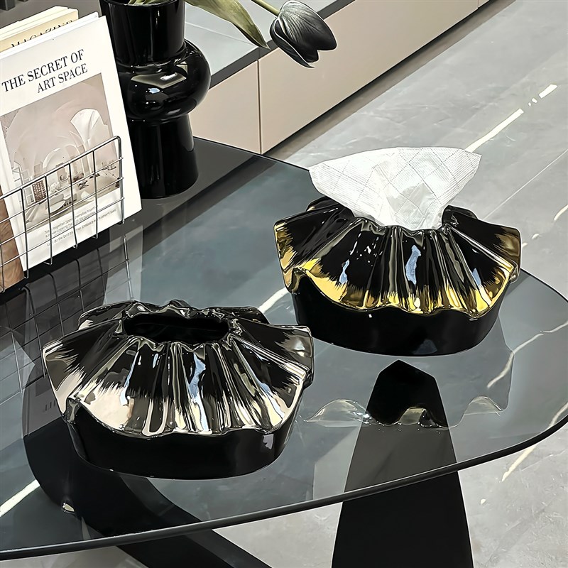 陶瓷花边包包纸巾盒客厅高级感轻奢抽纸盒创意设计感高档茶几摆件