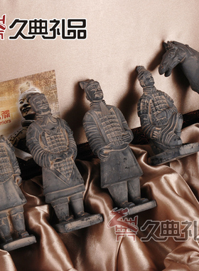 西安兵马俑工艺品摆件兵马俑旅游纪念品中国特礼品送老外15cm泥青