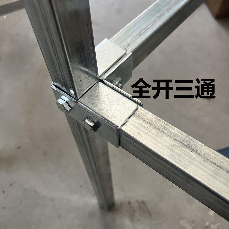 镀锌方管连接件钢管接头免焊接铁管三通货架紧固件固定卡扣25方管