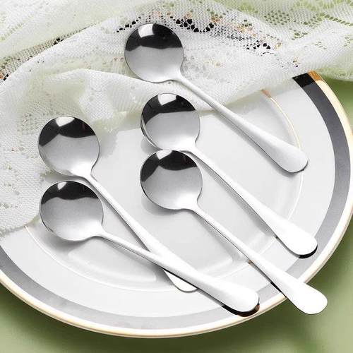 加厚不锈钢酒店餐勺主餐勺甜品勺儿童勺子家用吃饭勺成人汤匙创意