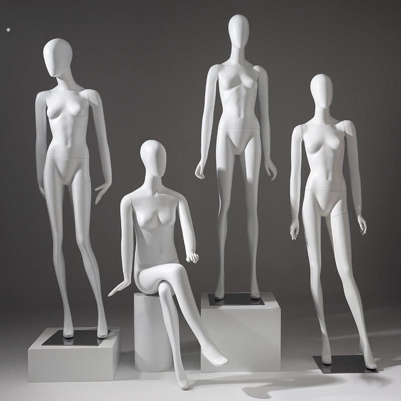 高档哑光白模特展示架全身服装店假人偶橱窗展示陈列女装模特道具