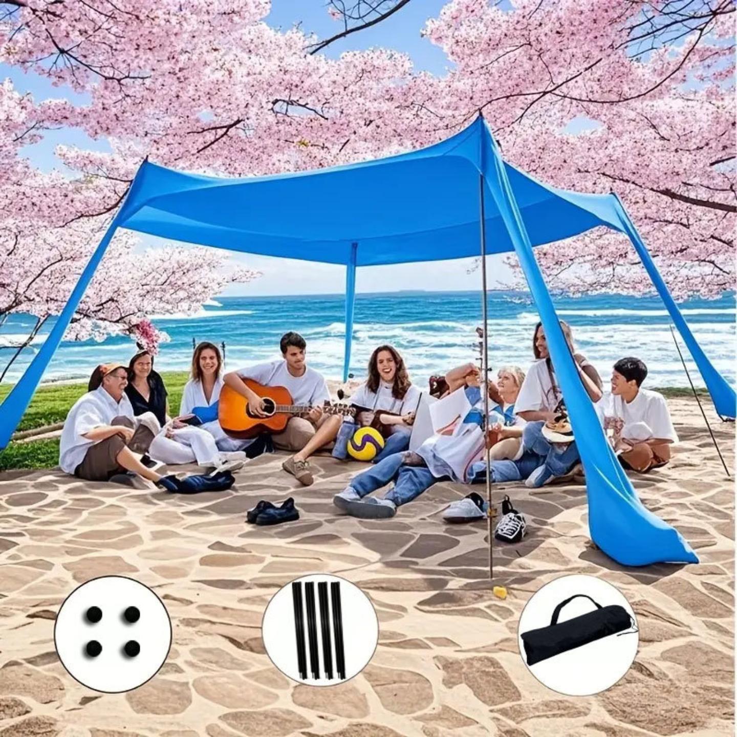 沙滩遮阳神器沙滩天幕帐篷海边防晒遮阳户外帐篷可携式连身式现货