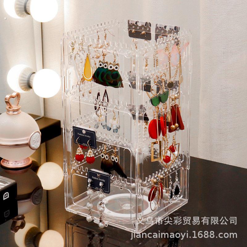旋转首饰展示架耳夹耳针耳环收纳层架首饰收纳盒家用挂项链架子