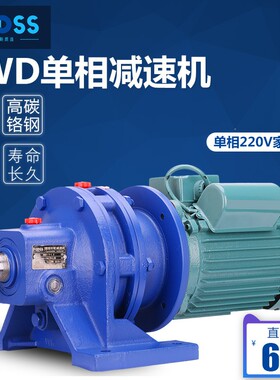 普斯BWD摆线针轮减速机单相220V行星低速提升搅拌机铜芯电机马达