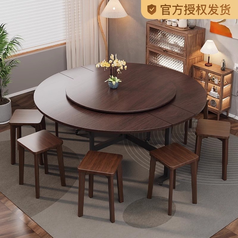 折叠餐桌桌子家用折叠桌圆桌出租房饭桌新型多功能餐桌隐形可折叠