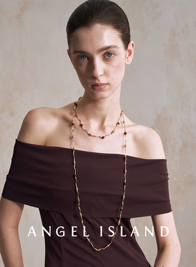 ANGEL ISLAND天使岛「Sienna」焦糖虎眼串珠长款毛衣链项链