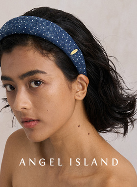 小小莎同款ANGELISLAND天使岛Bonnie深蓝牛仔发箍女丝绒精致头饰
