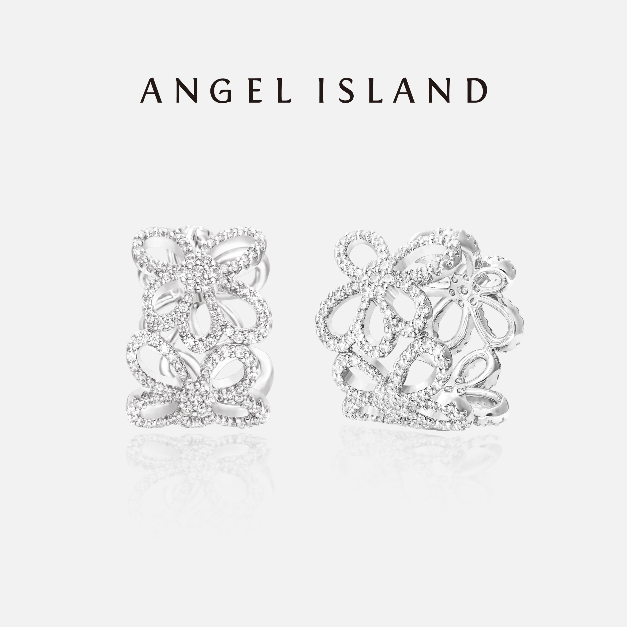 「洛拉Lola」镂空花朵锆石耳圈 ANGEL ISLAND天使岛 高级感耳环女