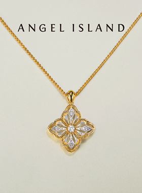 ANGEL ISLAND天使岛「Felina」镂空蕾丝柿蒂纹双色编织项链