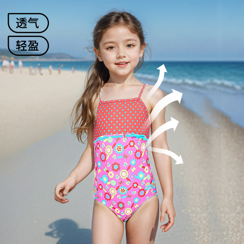 ZOGGS儿童UPF50+抗氯连体泳衣保暖粉红防晒泳装温泉游泳度假