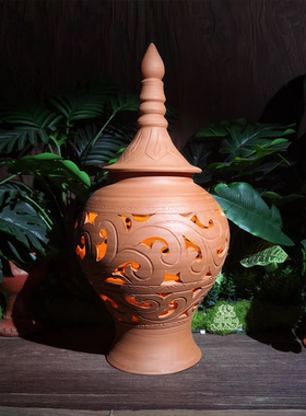 西双版纳手工柴烧傣陶 陶雕宫灯 东南亚小院客栈小区公园景观灯饰