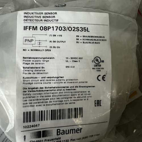 Baumer保盟IFFM 08p1703O2S35L剩议价